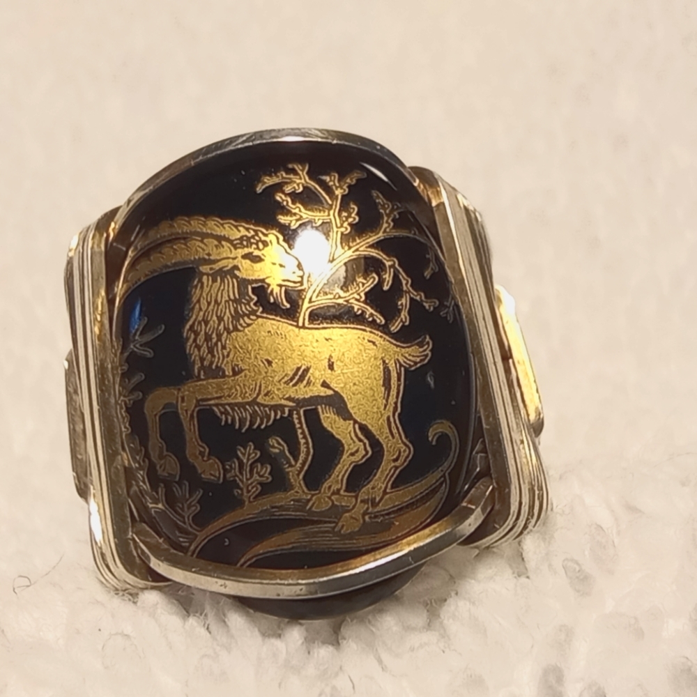 Silver wire wrapped Ibex ring